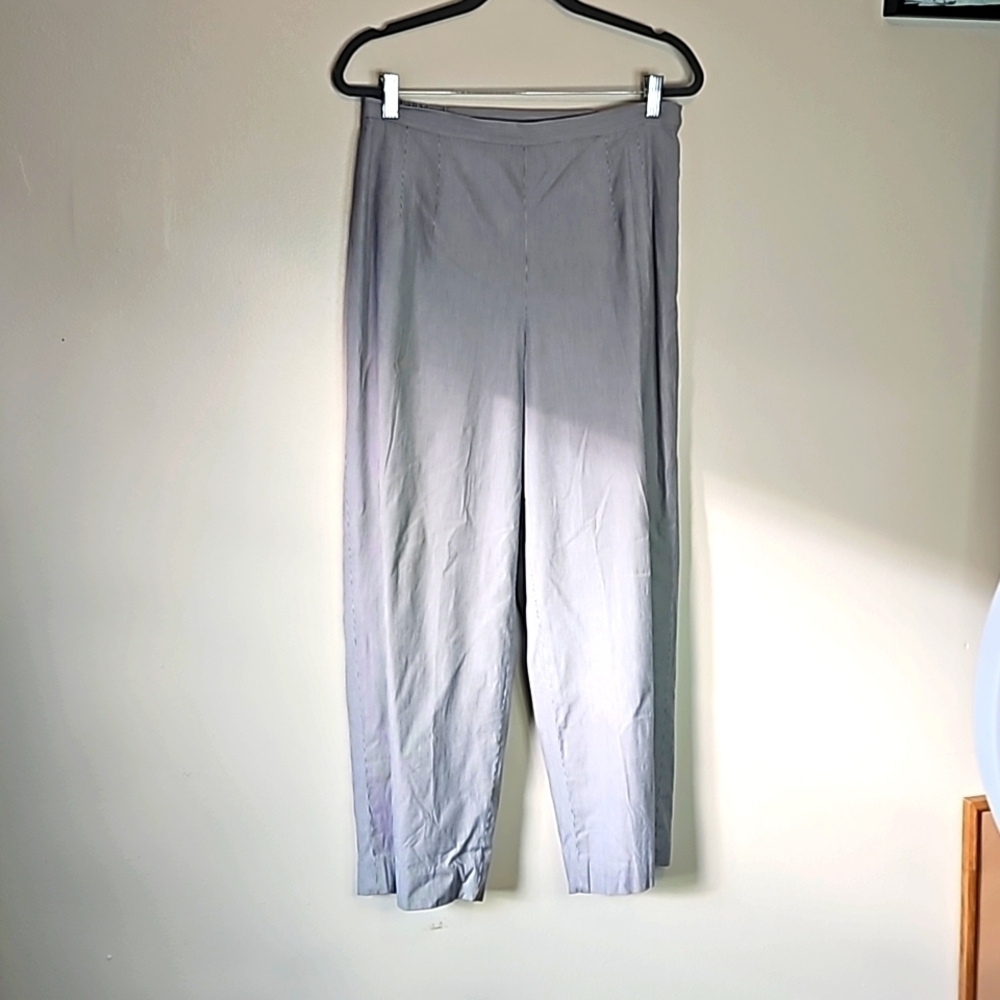 Talbots Gray White Pinstripe Nautical Pants Medium